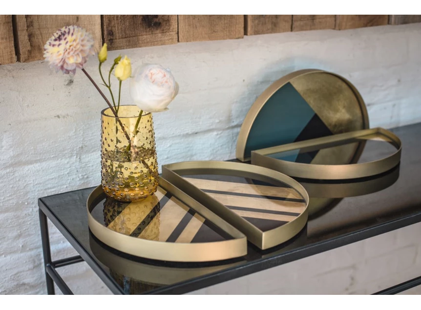 Inzoom Klein dienblad Chevron Half-Moon Valet Tray set 20542 Ethnicraft