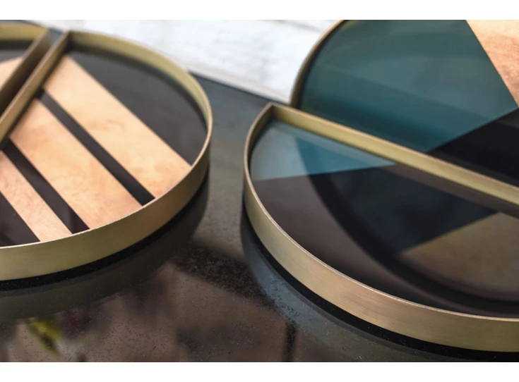 Detail Klein dienblad Chevron Half-Moon Valet Tray set 20542 Ethnicraft