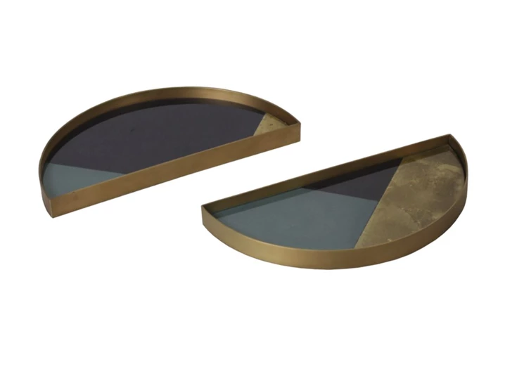 20541 Ethnicraft Geometric Half-Moon Valet Tray set of 2 Ø30cm uiteen