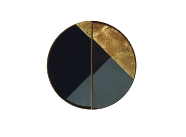 20541 Ethnicraft Geometric Half-Moon Valet Tray set of 2 Ø30cm bijeen