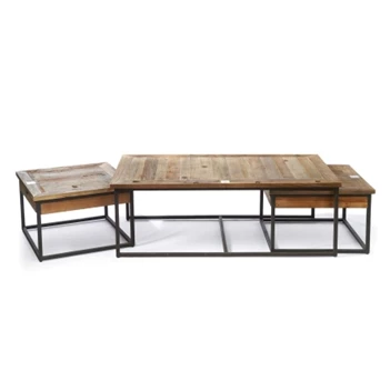 SHELTER ISLAND COFFEE TABLE SET RIVIERA MAISON GERECYCLEERD IEPENHOUT IJZER SALONTAFEL
