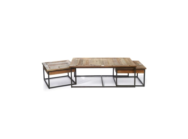 SHELTER ISLAND COFFEE TABLE SET RIVIERA MAISON GERECYCLEERD IEPENHOUT IJZER SALONTAFEL