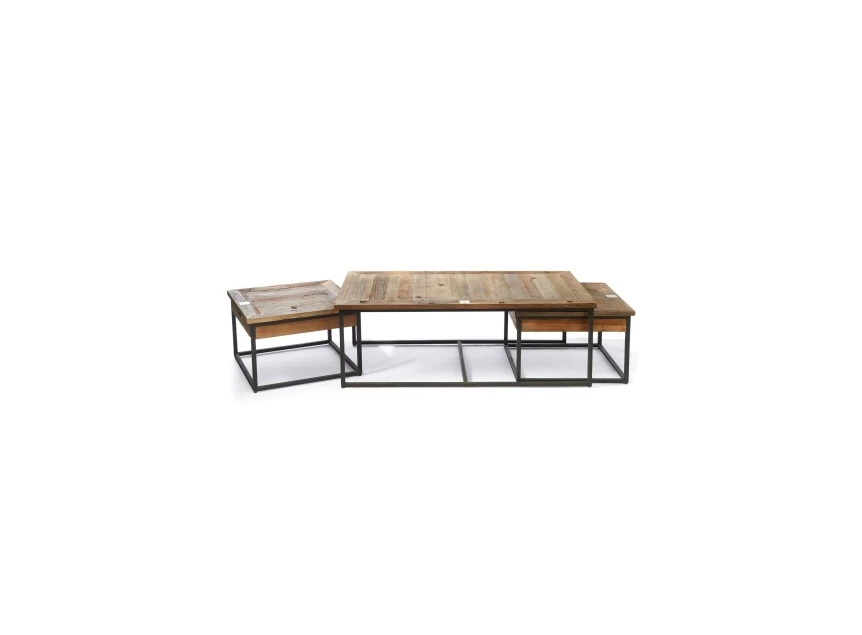 SHELTER ISLAND COFFEE TABLE SET RIVIERA MAISON GERECYCLEERD IEPENHOUT IJZER SALONTAFEL