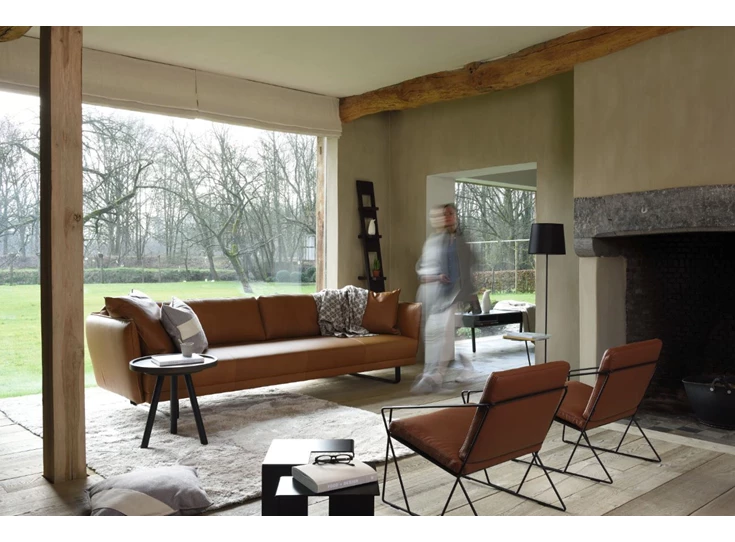 Zijkant Zitbank Vic unit 35 leder cognac Moome by Indera