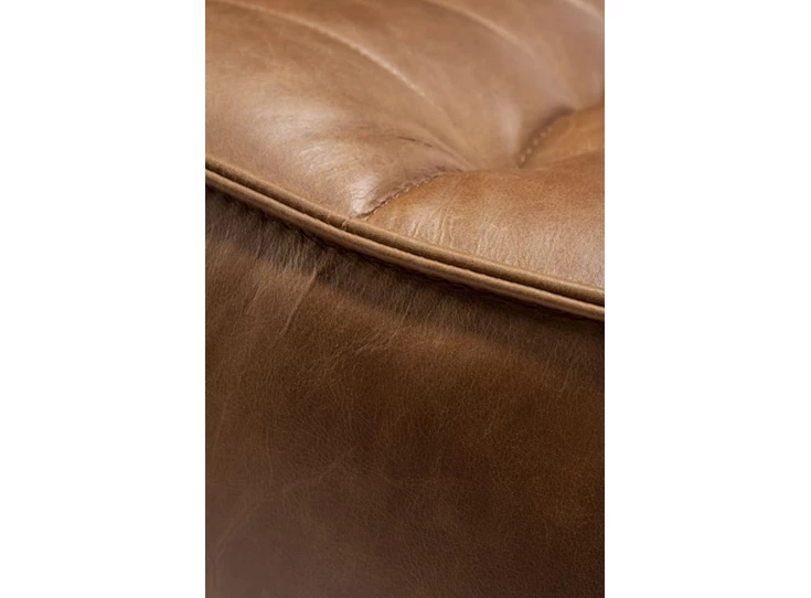 Zetel Poef Old Saddle Ethnicraft cognac detail 2