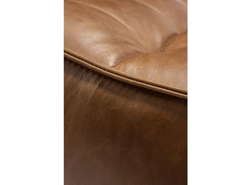 Zetel Poef Old Saddle Ethnicraft cognac detail 2