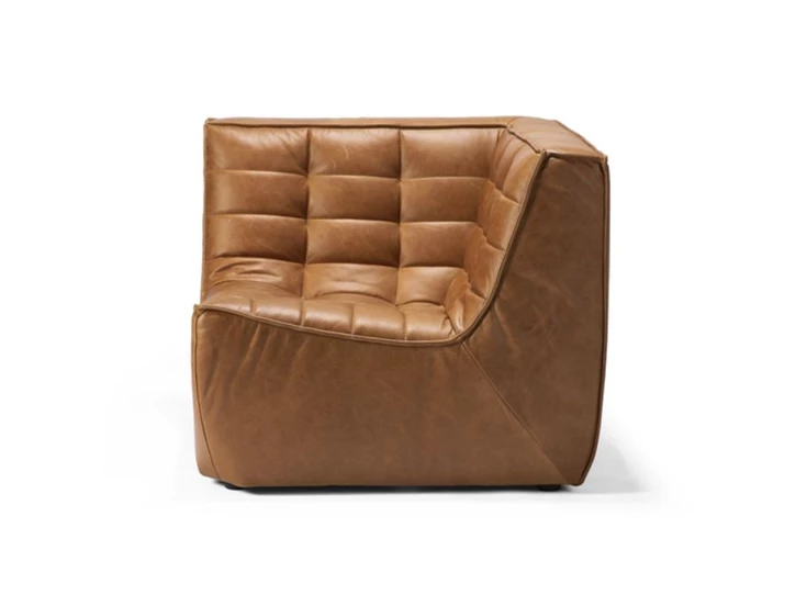 Zetel Corner Old Saddle Ethnicraft cognac Zijkant