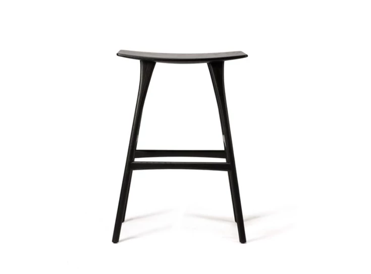 Oak Osso Black Bar Stool Ethnicraft Vooraanzicht Zwart