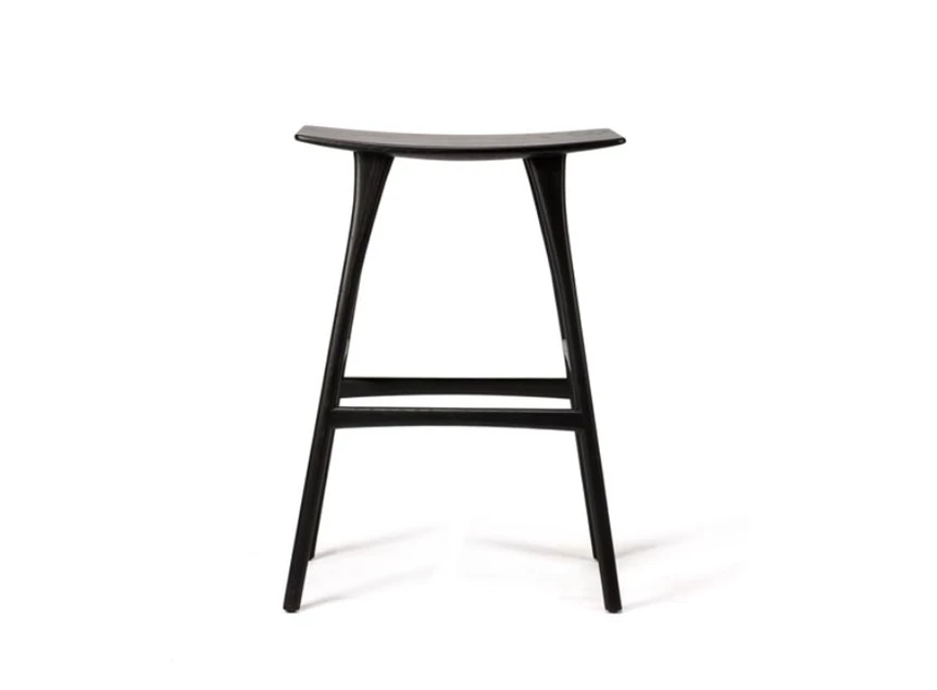 Oak Osso Black Bar Stool Ethnicraft Vooraanzicht Zwart