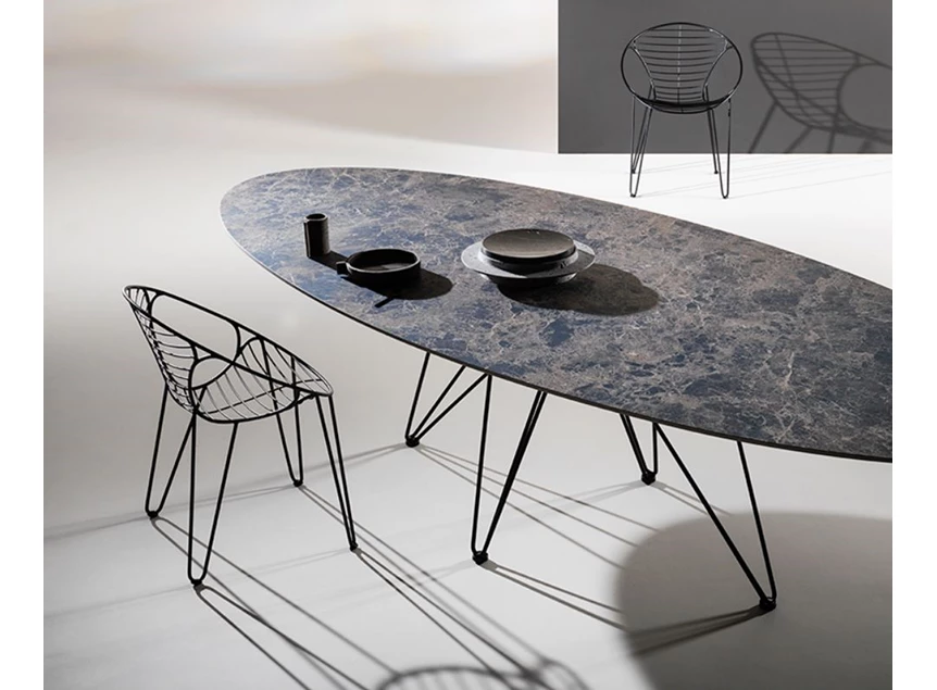 Sfeerfoto Tafel Wire Elyps keramiek Emperador Joli