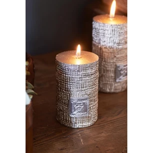 312240 Rivièra Maison RM Linen Candle Ø7cm H10cm Dusty Silver