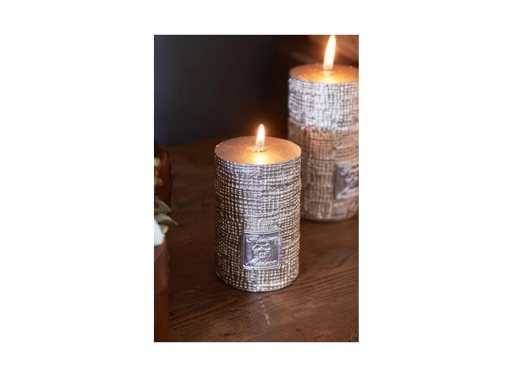 312240 Rivièra Maison RM Linen Candle Ø7cm H10cm Dusty Silver