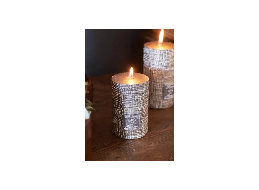 312240 Rivièra Maison RM Linen Candle Ø7cm H10cm Dusty Silver