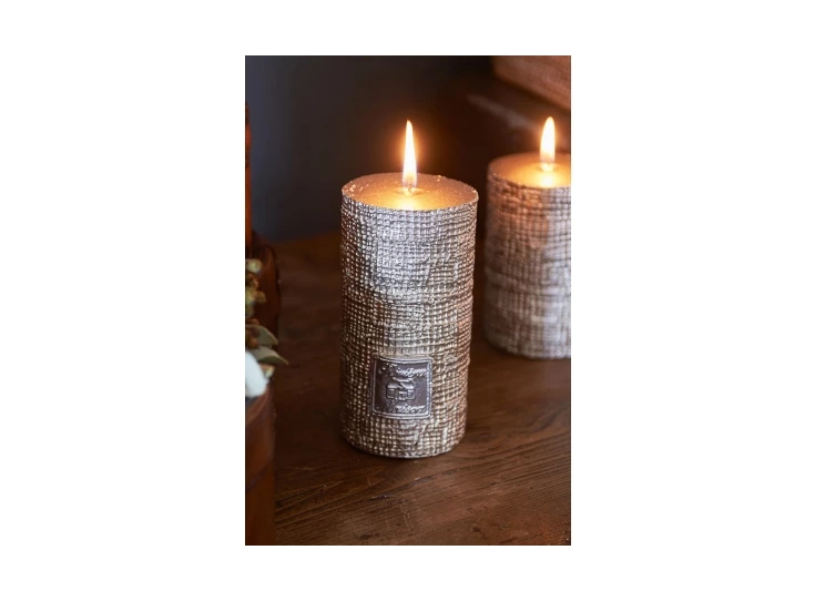 312250 Rivièra Maison RM Linnen Candle Dusty silver Ø7cm H13cm