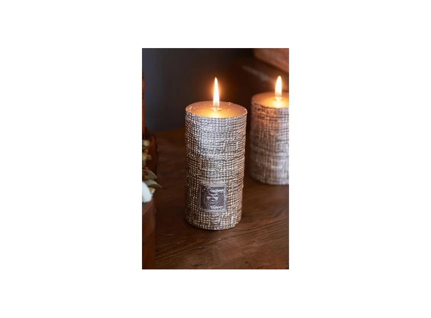 312250 Rivièra Maison RM Linnen Candle Dusty silver Ø7cm H13cm
