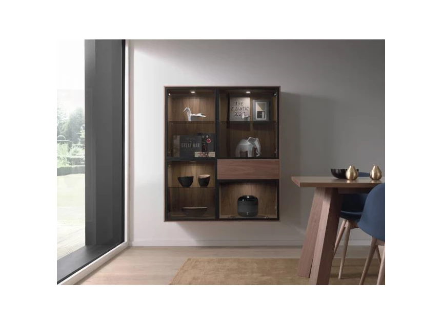 Vitrinekast in noot fineer D1446474647386 Adatto