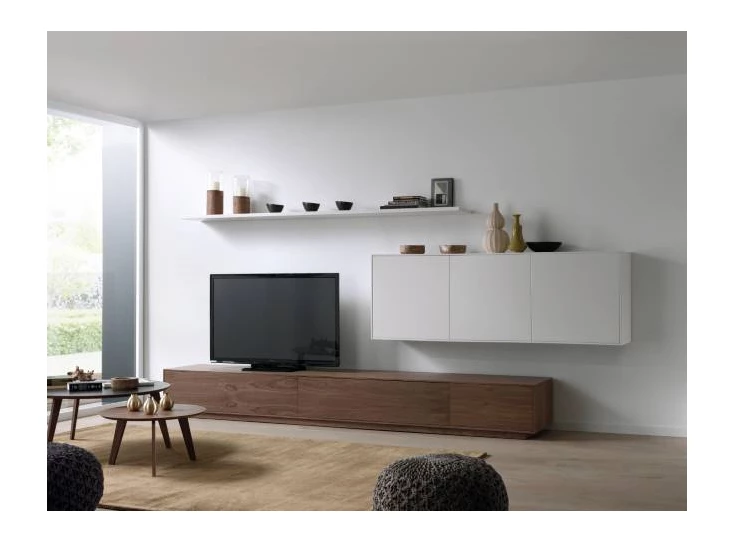 Tv-kast in noot fineer in mat wit D1446472968693 Adatto