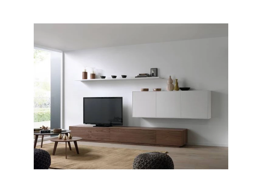 Tv-kast in noot fineer in mat wit D1446472968693 Adatto