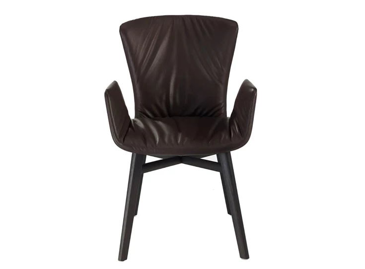 Armstoel Dexter 2056-I houten poot leder Draenert