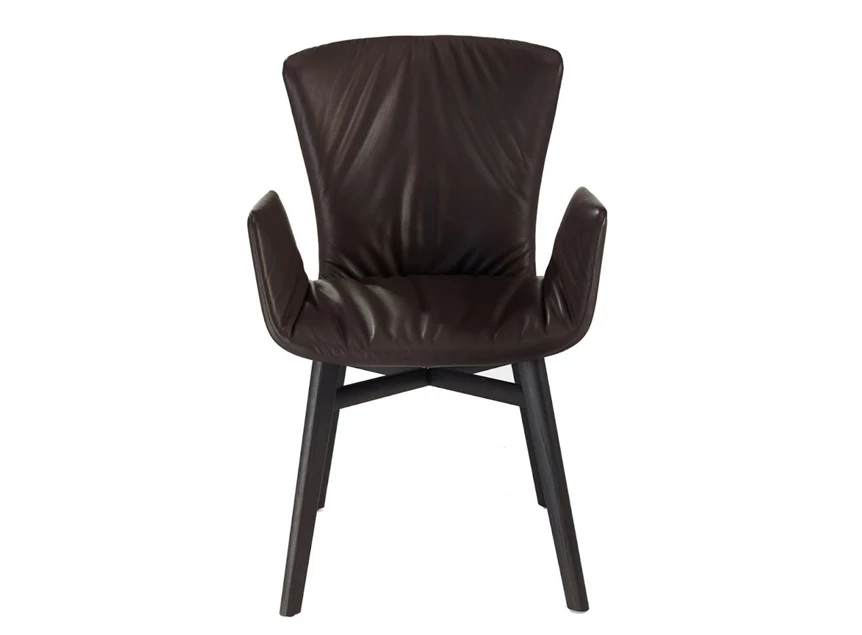 Armstoel Dexter 2056-I houten poot leder Draenert
