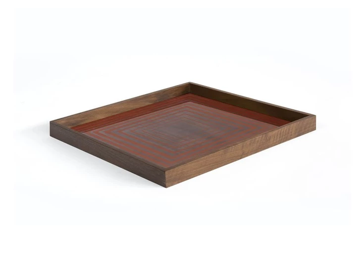 20921 Ethnicraft Pumpkin Square Glass Tray L 51x51cm Schuin