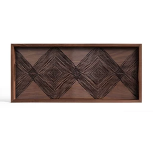 20915 Ethnicraft Walnut Linear Squares Tray 60x31x5cm Bovenkant