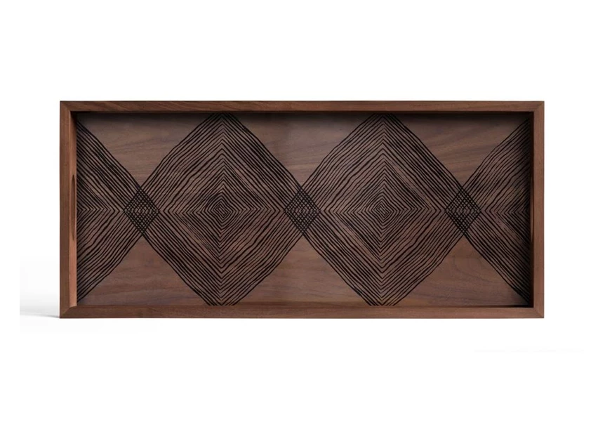 20915 Ethnicraft Walnut Linear Squares Tray 60x31x5cm Bovenkant
