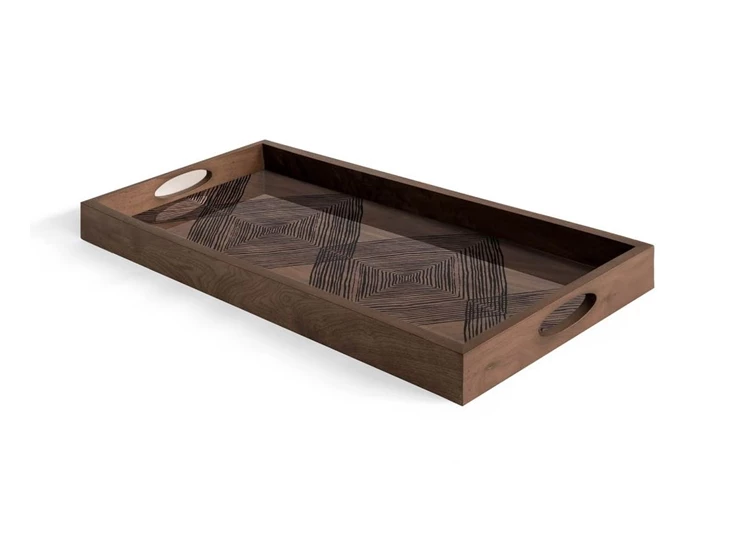 20915 Ethnicraft Walnut Linear Squares Tray 60x31x5cm Schuin