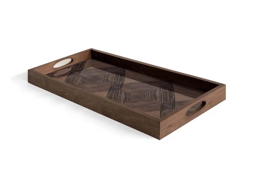 20915 Ethnicraft Walnut Linear Squares Tray 60x31x5cm Schuin
