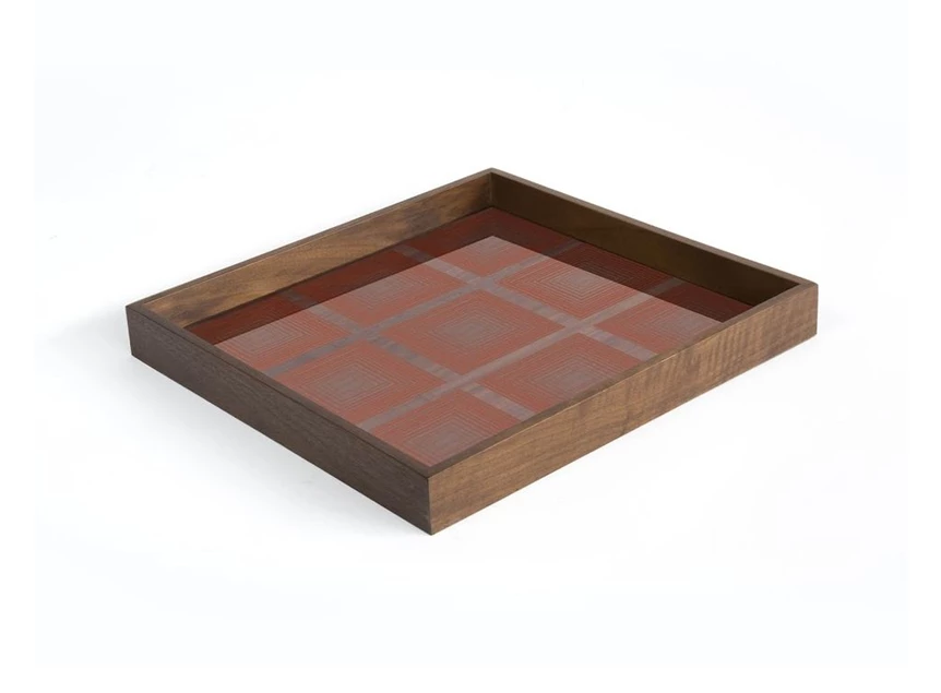 20918 Ethnicraft Pumpkin Squares Tray S 38x38cm Schuin