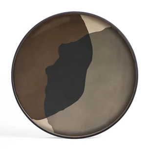 20909 Ethnicraft Graphite Combined dots glass tray XL Ø92cm Bovenkant