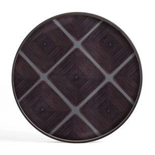 20914 Ethnicraft Slate LInear Squares Tray XL Ø92cm Bovenkant