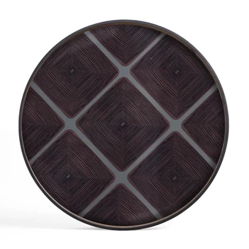 20914 Ethnicraft Slate LInear Squares Tray XL Ø92cm Bovenkant