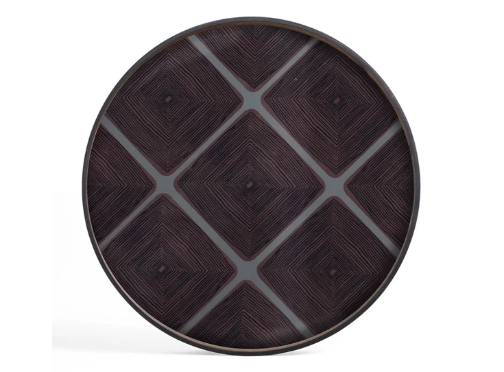 20914 Ethnicraft Slate LInear Squares Tray XL Ø92cm Bovenkant