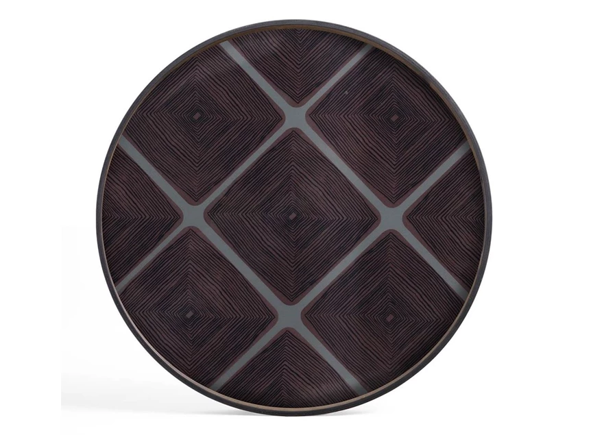 20914 Ethnicraft Slate LInear Squares Tray XL Ø92cm Bovenkant