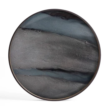 20913 Ethnicraft Graphite Organic Tray L Ø61cm Bovenkant