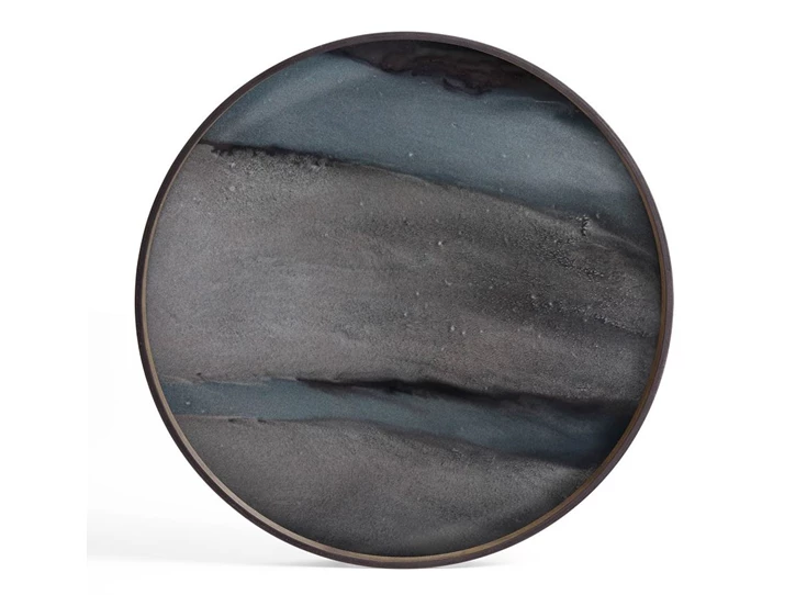 20913 Ethnicraft Graphite Organic Tray L Ø61cm Bovenkant