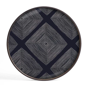 20912 Ethnicraft Ink Linear Squares Tray L Ø61cm Bovenkant