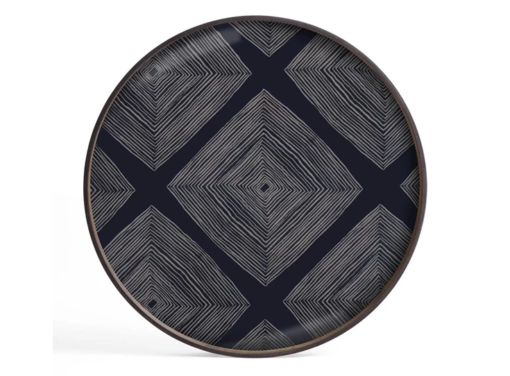 20912 Ethnicraft Ink Linear Squares Tray L Ø61cm Bovenkant