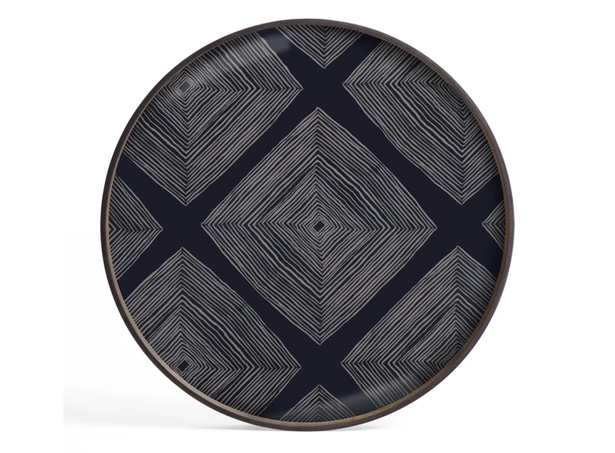 20912 Ethnicraft Ink Linear Squares Tray L Ø61cm Bovenkant