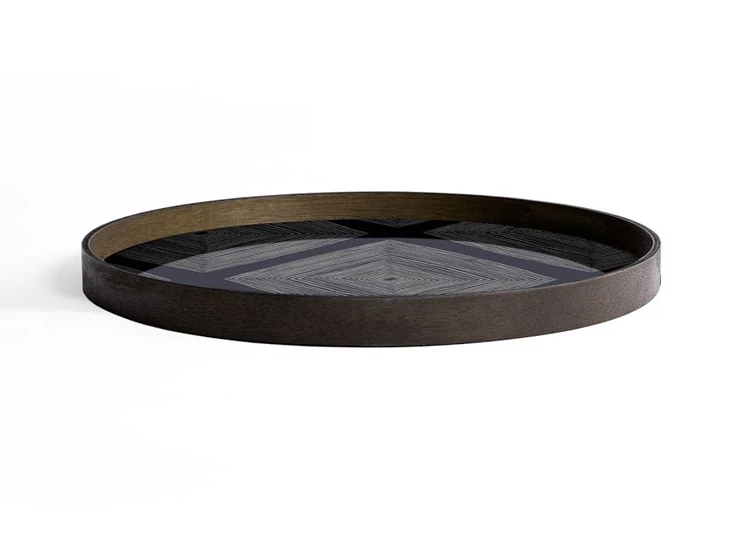 20912 Ethnicraft Ink Linear Squares Tray L Ø61cm Zijkant