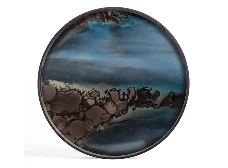 20911 Ethnicraft Slate Organic Tray S Ø48cm Bovenkant