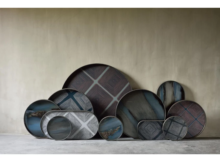 20911 Ethnicraft Slate Organic Tray S Ø48cm Collectie