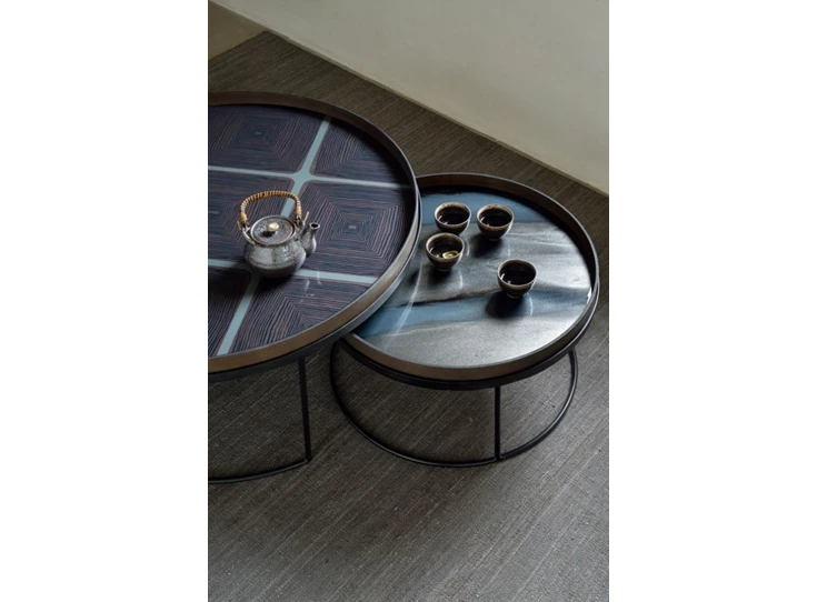 20913 Ethnicraft Graphite Organic Tray L Ø61cm Tafel