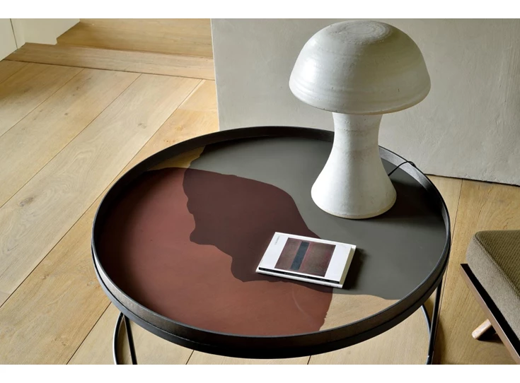 20908 Ethnicraft Pinot comined dots Tray XL Ø92cm Tafel detail boven