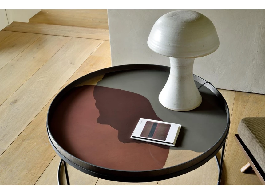 20908 Ethnicraft Pinot comined dots Tray XL Ø92cm Tafel detail boven