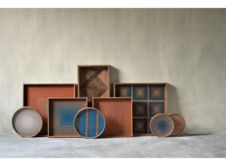 20918 Ethnicraft Pumpkin Squares Tray S 38x38cm Collectie