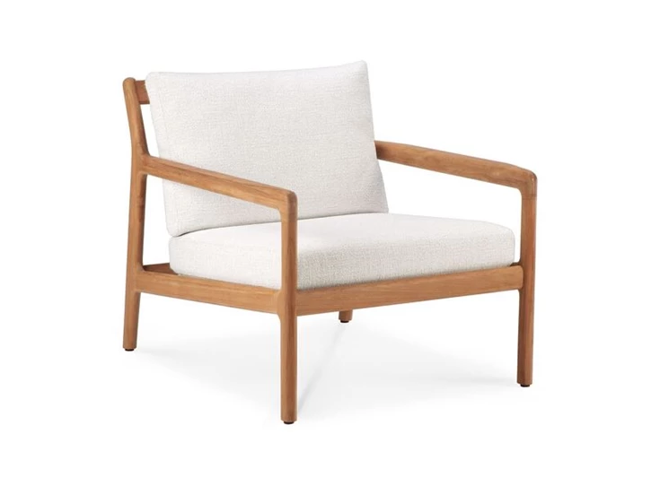 Zetel Teak Jack Off white Ethnicraft 1-seater schuin