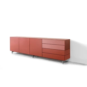 Dressoir Cubo opstelling 120 combi matte lak en glas Sudbrock