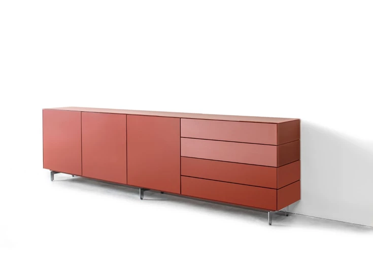 Dressoir Cubo opstelling 120 combi matte lak en glas Sudbrock